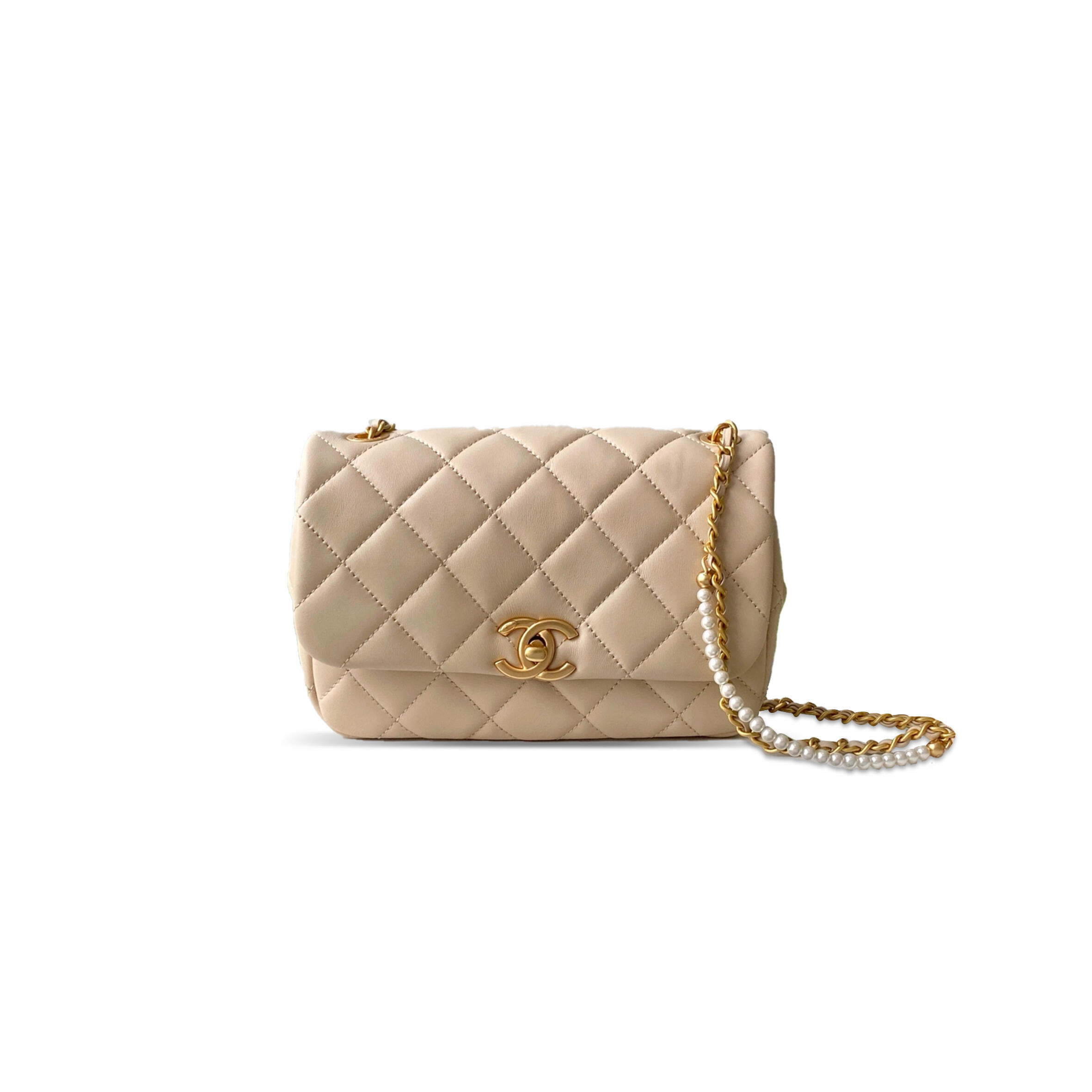 CHANEL 25P CAMELLIA PEARL SMALL CLASSIC FLAP AS5353 (23*15.5*8.5cm)